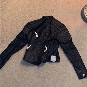 Navy blue leather jacket